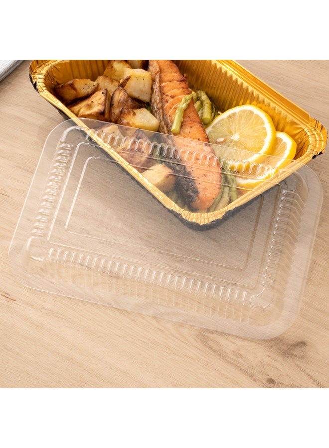 Restaurantware LIDS ONLY: Foil Lux 27 oz Lids, 200 Recyclable Lids For 27 oz Aluminum Foil Containers - Heavy Duty, Dome Design, Clear Plastic Foil To Go Container Lids, Containers Sold Separately - Image 4