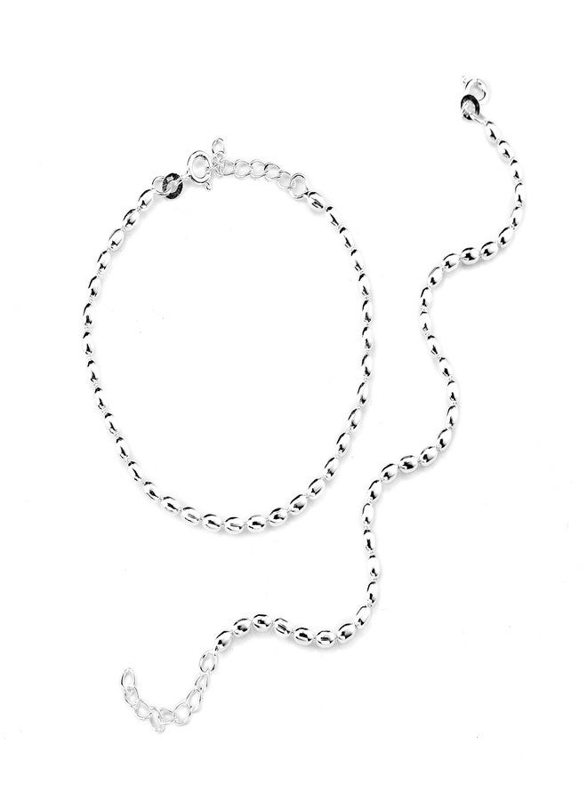 DHRUVS COLLECTION Exclusive 925 Pair of Pure Silver Running Cylindrical Balls Anklet/Payal For Baby Boys and Baby Girls (5 Years To 12 Years) - Image 2