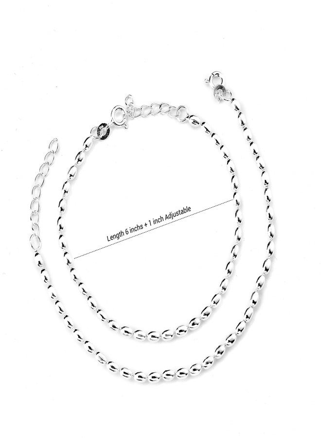DHRUVS COLLECTION Exclusive 925 Pair of Pure Silver Running Cylindrical Balls Anklet/Payal For Baby Boys and Baby Girls (5 Years To 12 Years) - Image 3