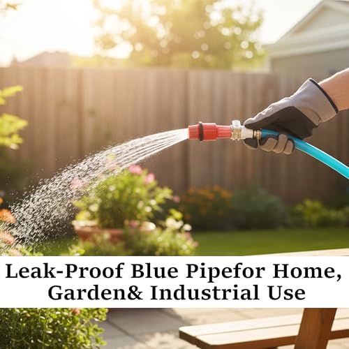 Essoti 5 Meter 0.5 Inch PVC Blue Water Pipe| Lightweight, Durable & Flexible| Hose with Accessories Connector & Clamps| Watering Garden, Cleaning, Outdoor-Indoor Use (5 Meter) - Image 3