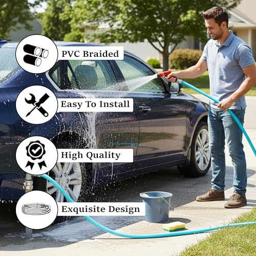 Essoti 5 Meter 0.5 Inch PVC Blue Water Pipe| Lightweight, Durable & Flexible| Hose with Accessories Connector & Clamps| Watering Garden, Cleaning, Outdoor-Indoor Use (5 Meter) - Image 2