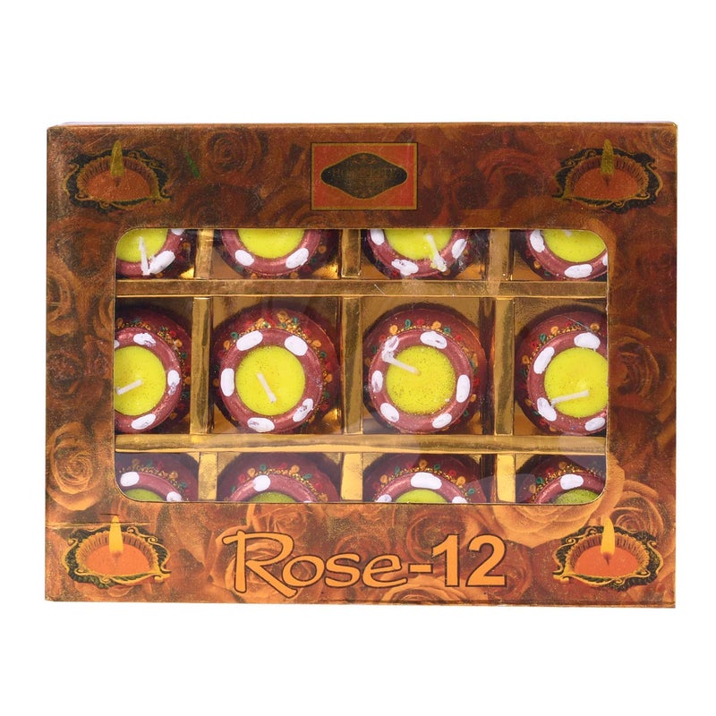 Collectible India Collectible India Matki Candles Diwali Decoration Set Terracotta Handpainted Diwali Diyas Candles Tealight Stand for Home Diwali Decorations Items and Diwali Gifts Set of 36  - Image 4