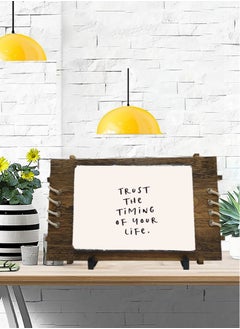 Protective Printed White Rectangle Shape Marble Photo Frame for Table Top Trust The Timing Of Your Life