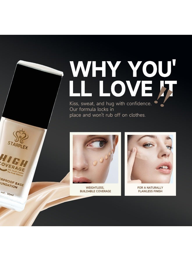 STARPLEX Liquid Foundation Full Coverage Matte Foundation 30ml NATURAL, Waterproof Long Lasting Oil Control, Poreless Lightweight Breathable, Transfer Proof No Stick to Clothes Scarf - Image 2