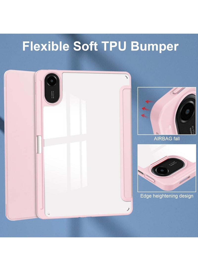 حافظة شفافة متوافقة مع Xiaomi Redmi Pad 2 بحجم 11 بوصة 2025 مع غطاء خلفي شفاف وغطاء حامل قابل للطي مع حامل قلم، وضع النوم/الاستيقاظ التلقائي (وردي) - Image 5