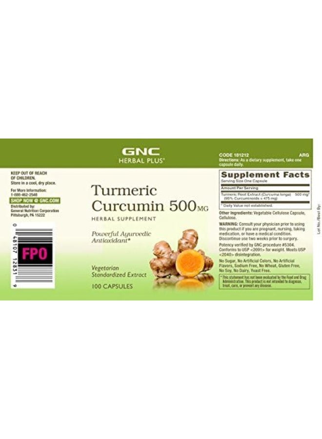 GNC Herbal Plus Turmeric Curcumin 500 Mg - Image 3
