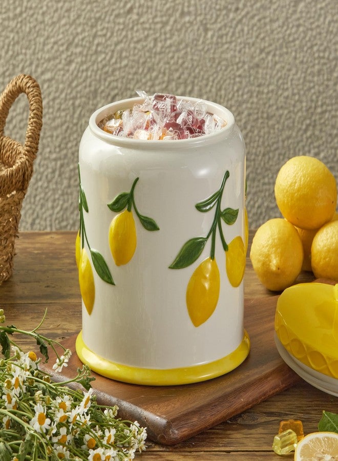 Bico Lemon Handpainted 9 inch Stoneware Cookie Jar, Dishwasher Safe, Air Tight Seal for Keeping Cookie, Spices, Coffee - Image 5