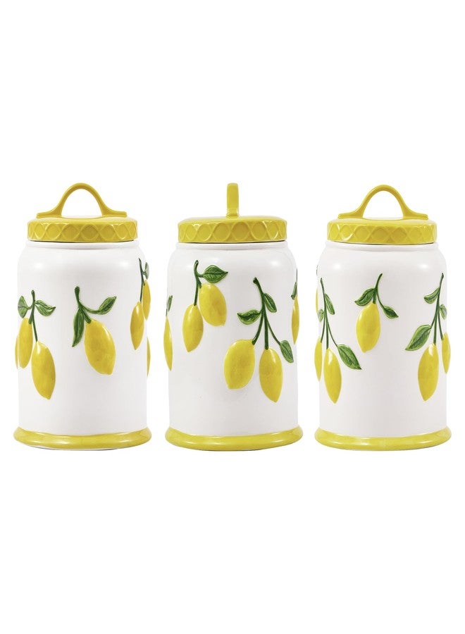 Bico Lemon Handpainted 9 inch Stoneware Cookie Jar, Dishwasher Safe, Air Tight Seal for Keeping Cookie, Spices, Coffee - Image 3