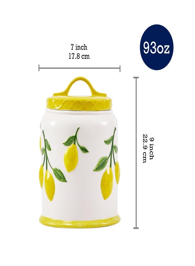 Bico Lemon Handpainted 9 inch Stoneware Cookie Jar, Dishwasher Safe, Air Tight Seal for Keeping Cookie, Spices, Coffee - Image 2