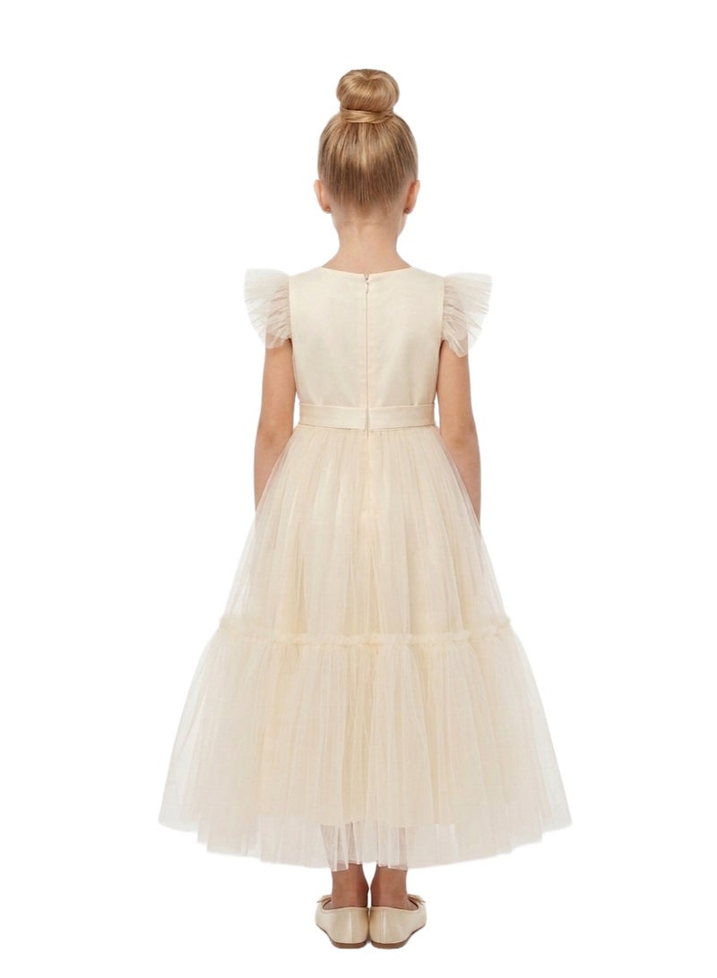 Bidani Ruffled Puff Sleeve Princess Dress - Cream - Image 3