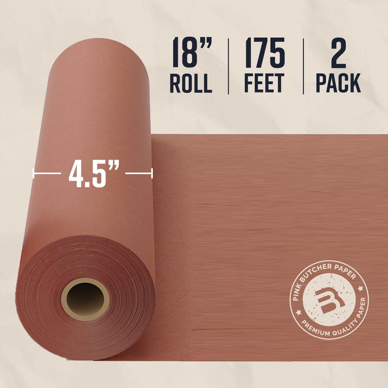 Bryco Goods Pink Butcher Paper Roll - 2 Pack of 18 Inch x 175 Feet Rolls - Food Grade Peach Wrapping Paper for Smoking Meat of all Varieties - Made in USA - Image 4