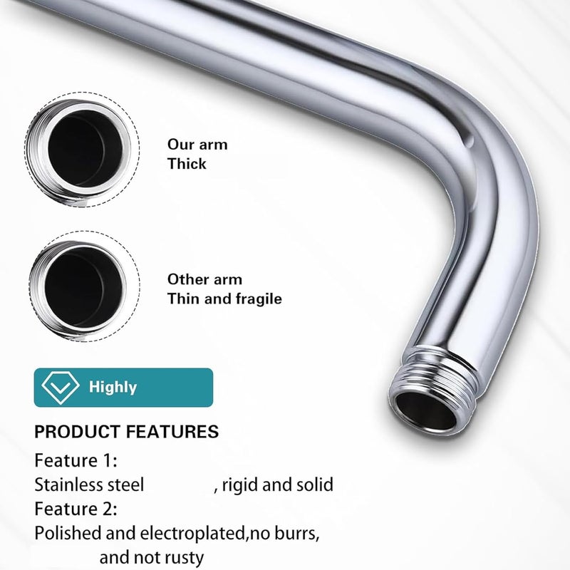 Stainless Steel Adjustable Shower Arm Extension 90-Degree Rotate for Wall Mount Easyly Shower Pipe - Image 3
