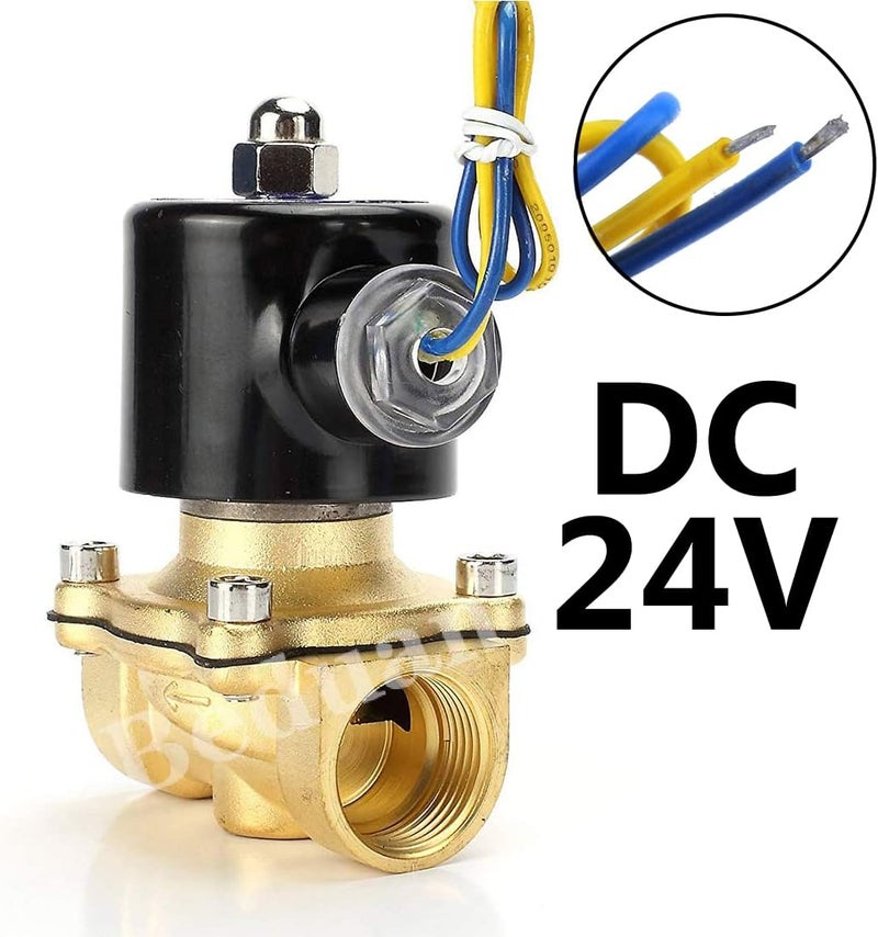 Beduan Brass Electric Solenoid Valve, 3/4" 24V Air Valve Normally Closed for Water, Air, Gas, Fuel, Oil - Image 2