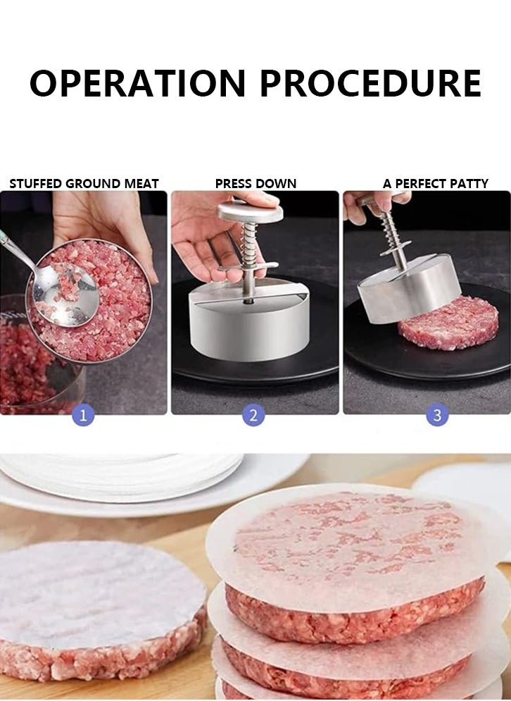 Beauenty Burger Maker Mold, Hamburger Patty Maker, Stainless Steel Grill Burger Smasher Non-Stick, for Burger Lovers Parties Dinner BBQ  - Image 3