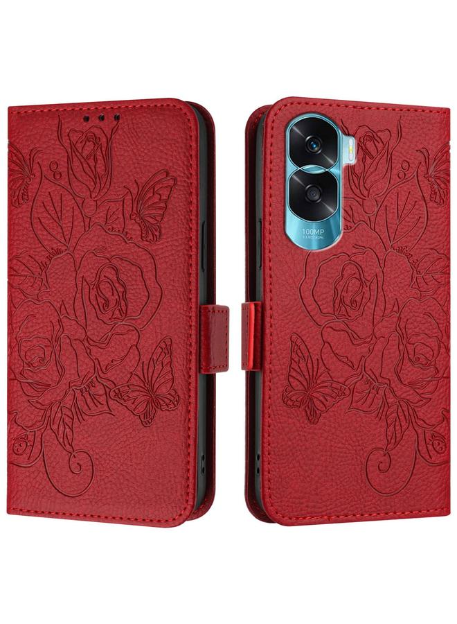 اس-توب جراب هاتف Honor 90 Lite 5G / X50i 5G من الجلد المنقوش باللون الوردي بتقنية RFID ومضاد للسرقة - Image 2