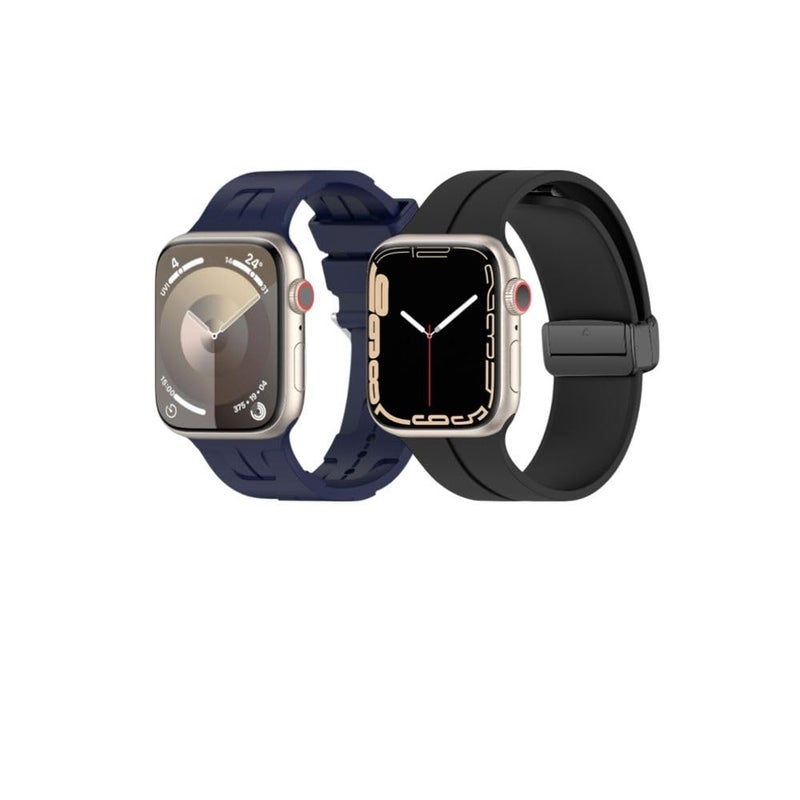 BURAQ 2-Pack Sports Strap Compatible with Apple Watch 49/46/45/44/42mm – Series Ultra 2/Ultra/9/8/7/6/5/4/3/2/1/SE – Model #0658 - Image 1