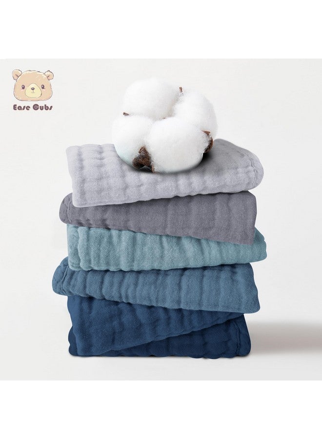 Ease Cubs 12 Pack Muslin Washcloths for Baby - 100% Cotton Baby Wash Cloths for or Baby Face Body Comfy and Soft for Newborn Infants Kids Girls and Boys - 12"x12" - Slate, Grey and Navy Series - Image 2