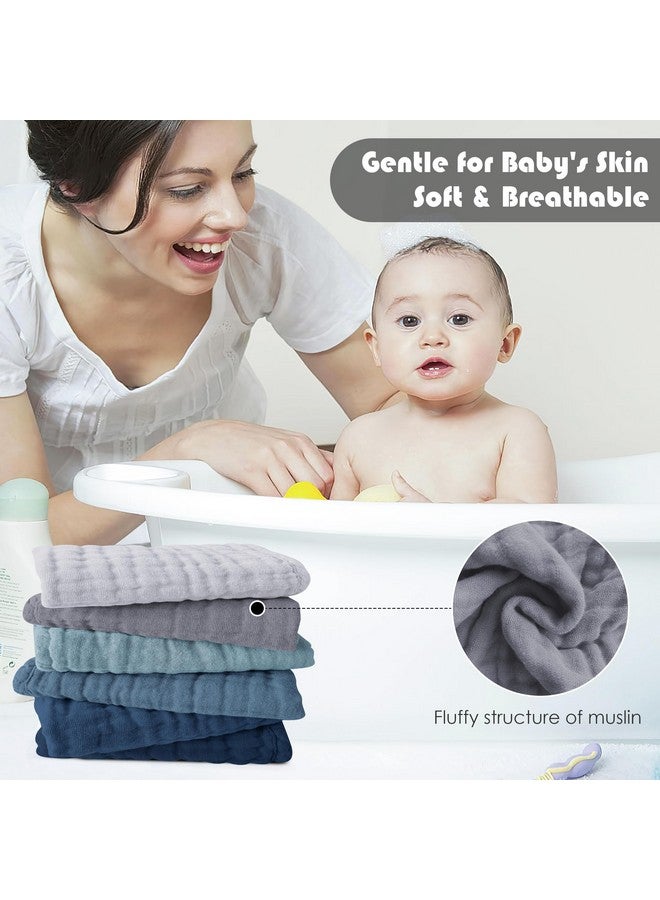 Ease Cubs 12 Pack Muslin Washcloths for Baby - 100% Cotton Baby Wash Cloths for or Baby Face Body Comfy and Soft for Newborn Infants Kids Girls and Boys - 12"x12" - Slate, Grey and Navy Series - Image 4
