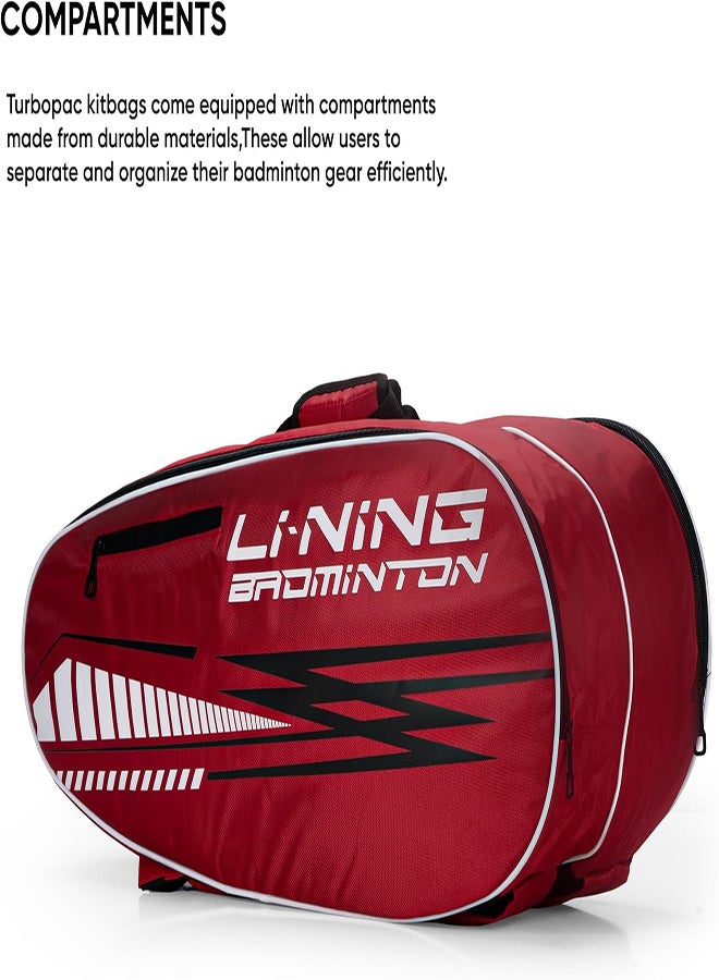 Li-Ning Turbopac Double Zipper Polyester Badminton Kit Bag (Red) - Image 3