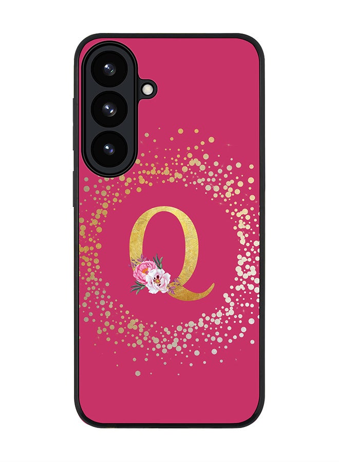 For Samsung Galaxy S26 Plus Case,Slim fit Camera Protection, Shockproof Thin Phone cover  - Custom Monogram Floral - Q ( Deep Pink )