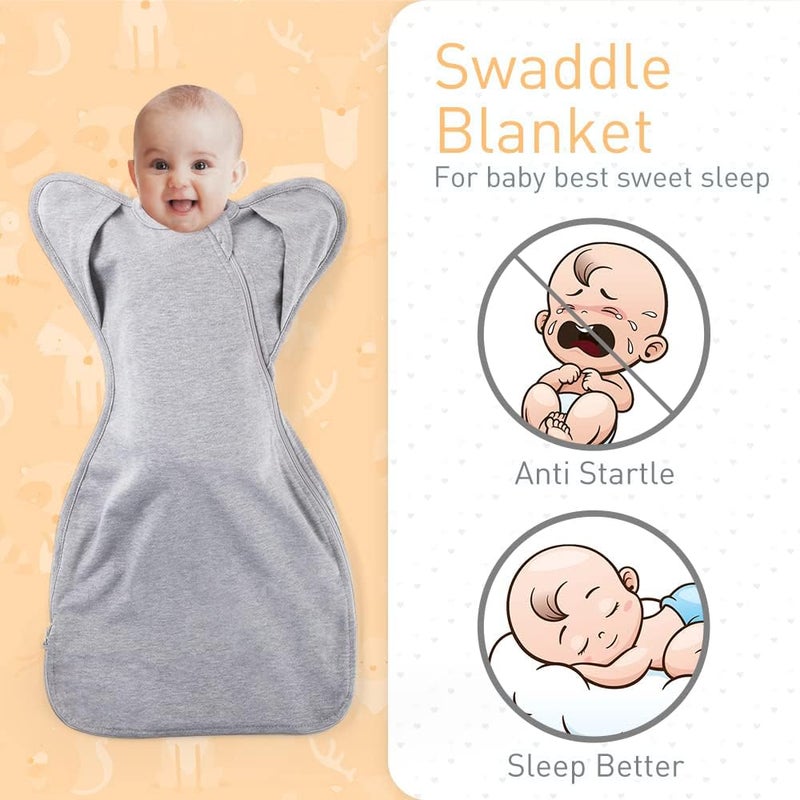 Knirose 3-Way Wearable Swaddle Blankets Sleep Sacks with Arms Up, Hands Up Sleeping Sack Easy Diaper Changing Sleeping Bag for Baby Boy Girl Newborns Transitions to Arms-Free Calms Startle Reflex - Image 2