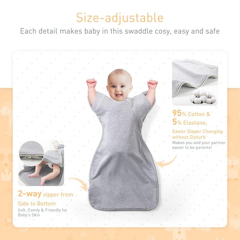 Knirose 3-Way Wearable Swaddle Blankets Sleep Sacks with Arms Up, Hands Up Sleeping Sack Easy Diaper Changing Sleeping Bag for Baby Boy Girl Newborns Transitions to Arms-Free Calms Startle Reflex - Image 5