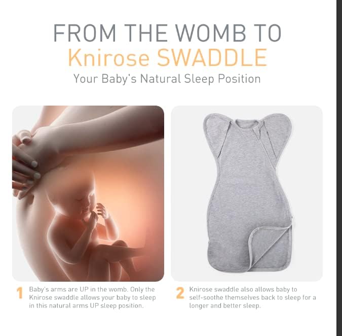 Knirose 3-Way Wearable Swaddle Blankets Sleep Sacks with Arms Up, Hands Up Sleeping Sack Easy Diaper Changing Sleeping Bag for Baby Boy Girl Newborns Transitions to Arms-Free Calms Startle Reflex - Image 3