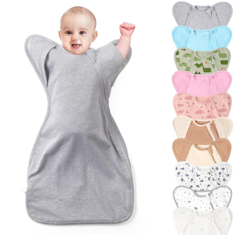 Knirose 3-Way Wearable Swaddle Blankets Sleep Sacks with Arms Up, Hands Up Sleeping Sack Easy Diaper Changing Sleeping Bag for Baby Boy Girl Newborns Transitions to Arms-Free Calms Startle Reflex - Image 1