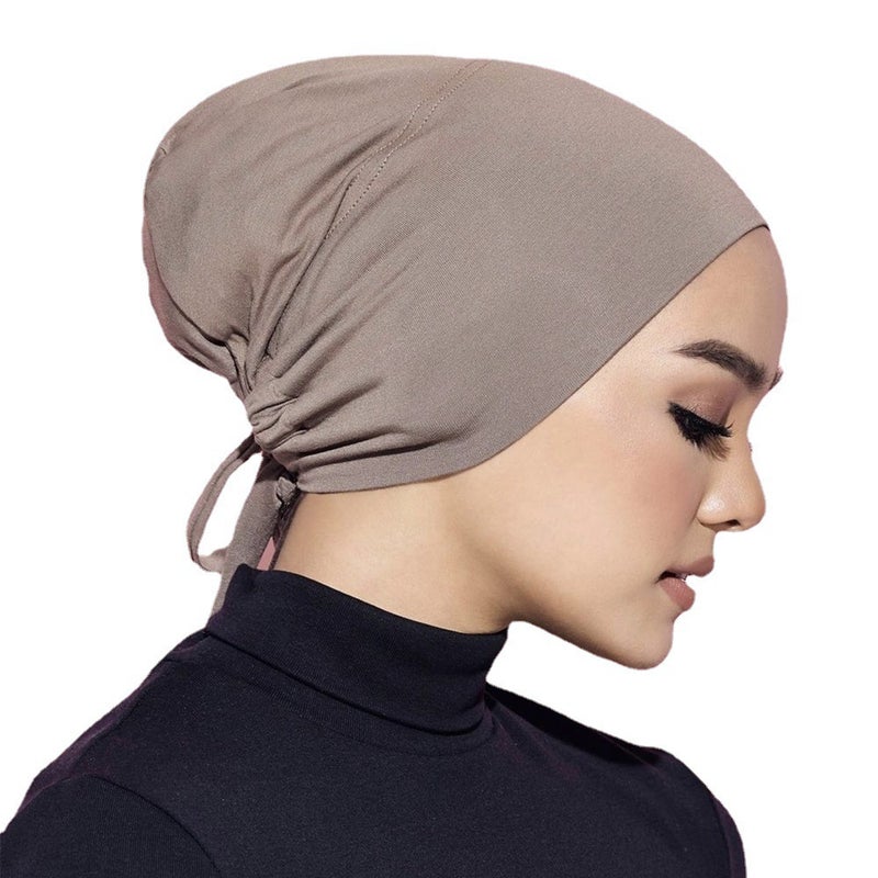 Solid Color Mercerized Cotton Strap Elastic Base Cap Tether Adjustable Turban Cap Muslim Cap - Image 2