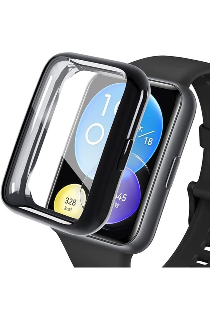 Compatible with Huawei Watch Fit 2 Case with Screen Protector, Ultra-Thin Soft TPU Shockproof All-Around Bumper Shell Protective Cover for Huawei Watch Fit 2-Black