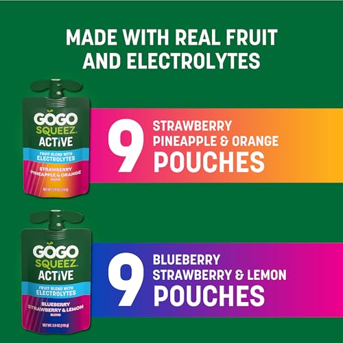 GoGo squeeZ Active Fruit Blend with Electrolytes | 18-Count Variety Pack | Blueberry Strawberry Lemon & Strawberry Pineapple Orange | Made with Real Fruit and Antioxidants Vitamin A, E, & C​ - Image 5