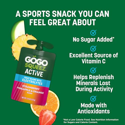 GoGo squeeZ Active Fruit Blend with Electrolytes | 18-Count Variety Pack | Blueberry Strawberry Lemon & Strawberry Pineapple Orange | Made with Real Fruit and Antioxidants Vitamin A, E, & C​ - Image 3