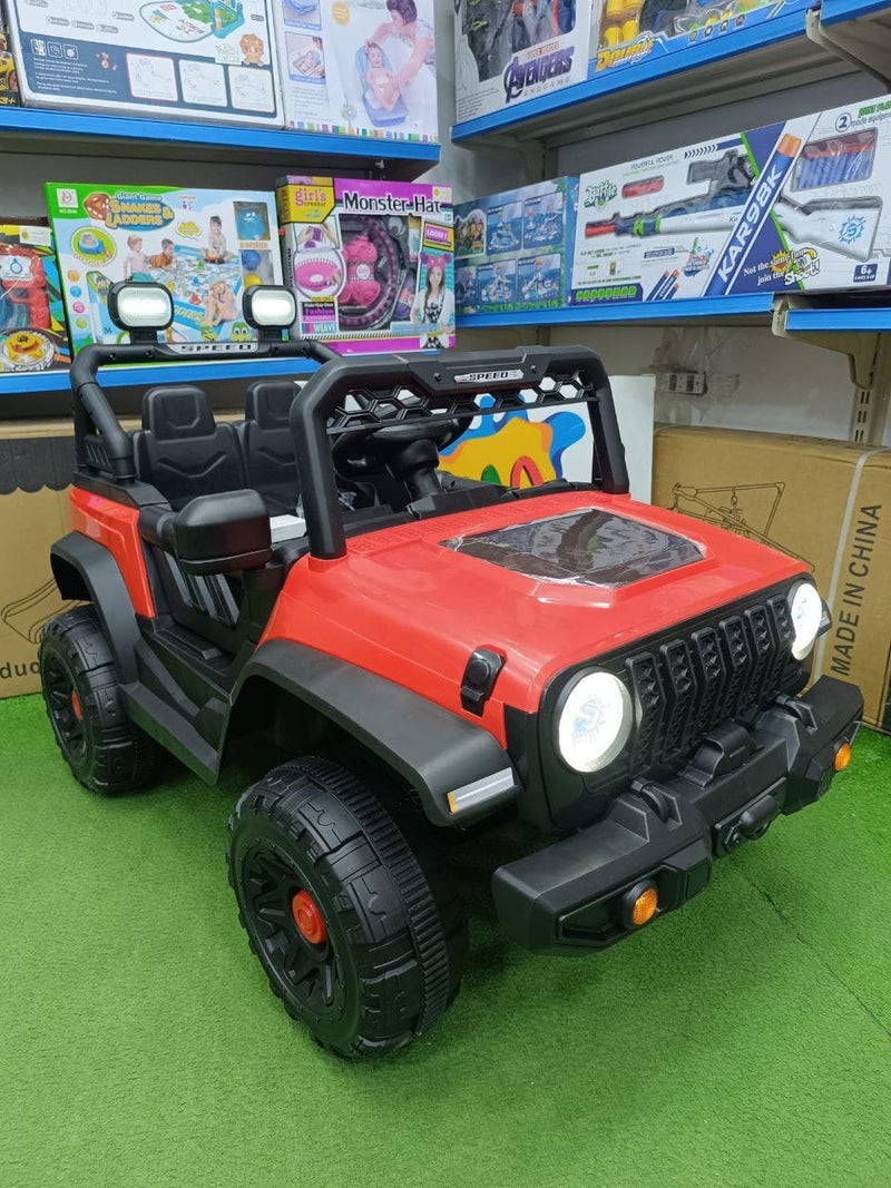 Electric Car - Ride on for Kids - Jeep Wrangler-Red-Suitable up to 8 Years