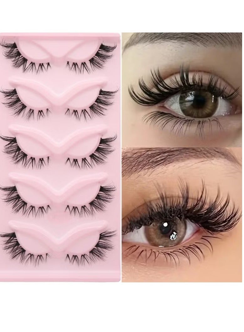 رموش صناعية طبيعية طويلة الأمد قابلة لإعادة الاستخدام، مناسبة للحفلات النسائية، رموش صناعية ثلاثية الأبعاد (5 أزواج) - Image 1