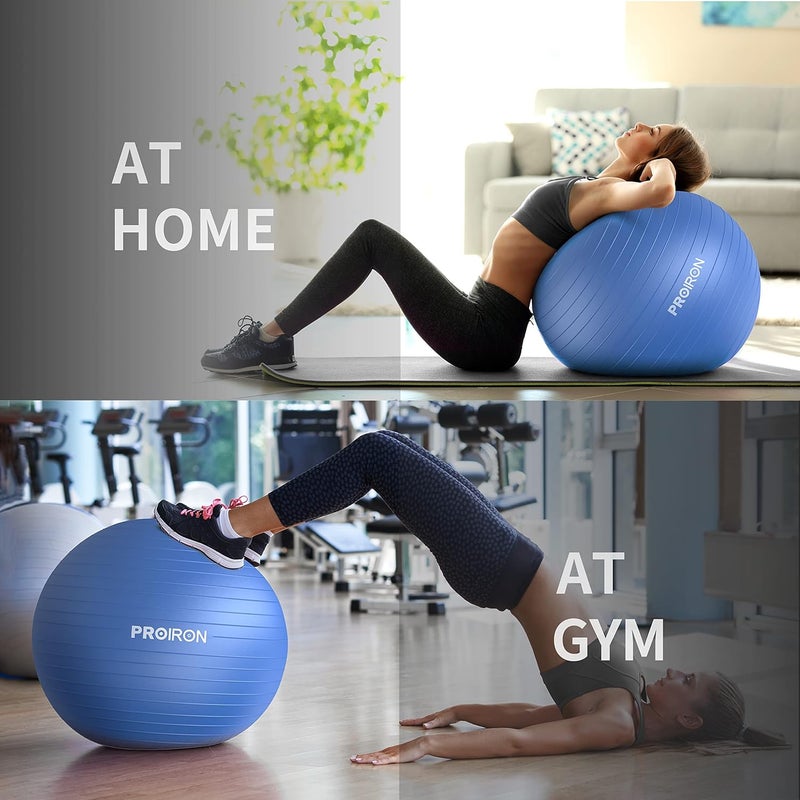 PROIRON Yoga Ball Anti-Burst Exercise Ball Chair with Quick Pump Slip Resistant Gym Ball Supports 500KG Balance Ball for Pilates Yoga Birthing Pregnancy Stability Gym Workout Training - Image 5