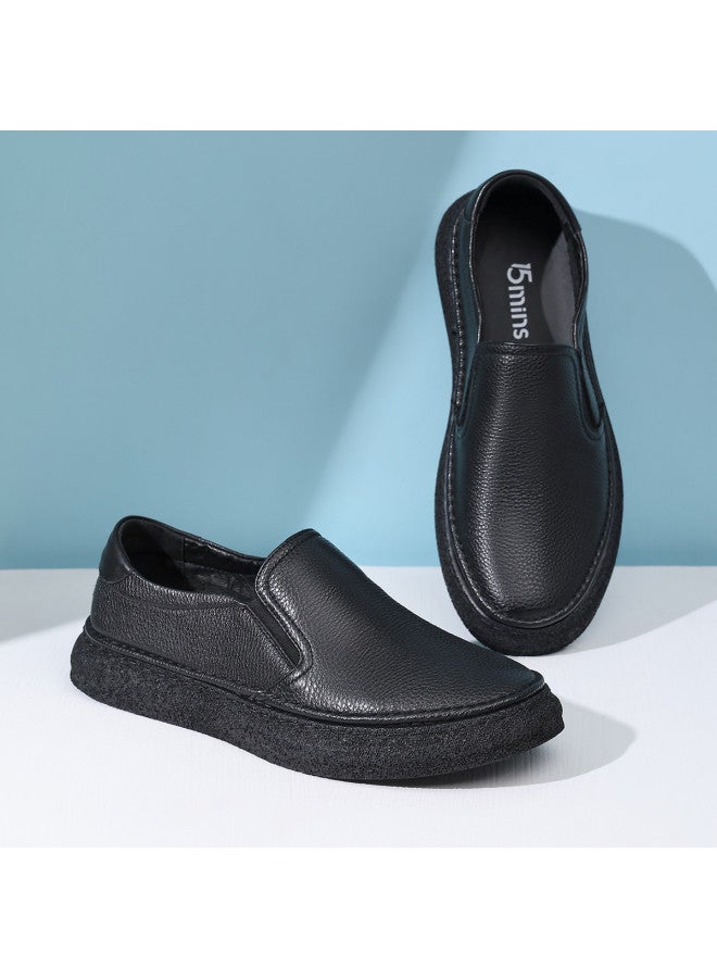 15MINS New Genuine Leather Men's Casual Shoes - Lightweight Soft Slip-on Loafers, Breathable Driving Moccasins With Versatile Sneaker Style - Image 3