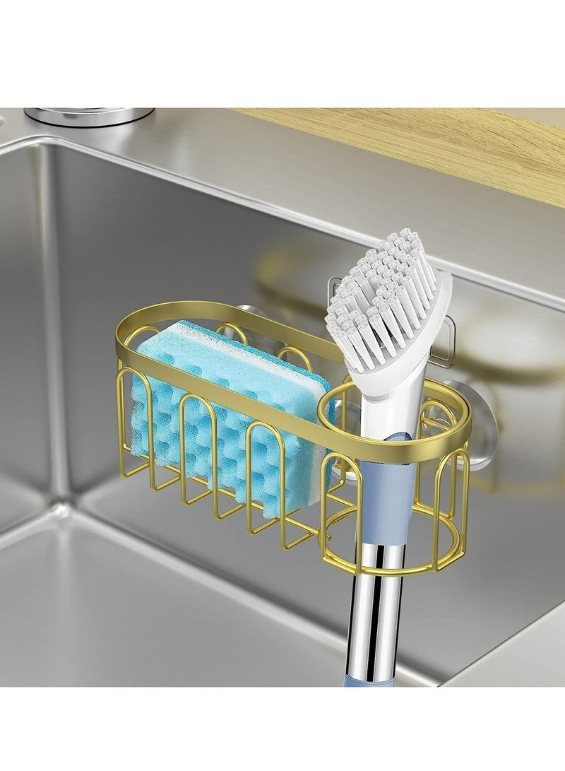 إسكدنيا حامل سفنج 2 في 1 بجهاز انسجام، رف سلكي مضاد للصدأ بدون ثقب لتنظيم حوض المطبخ للصابون والسفنج - Image 2