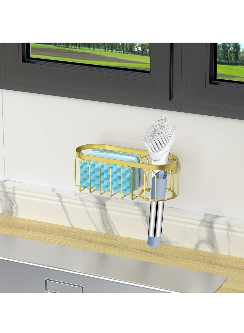 إسكدنيا حامل سفنج 2 في 1 بجهاز انسجام، رف سلكي مضاد للصدأ بدون ثقب لتنظيم حوض المطبخ للصابون والسفنج - Image 3