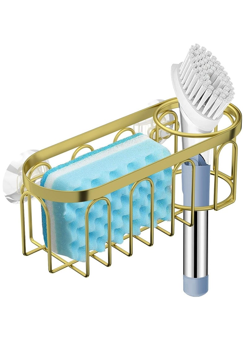 إسكدنيا حامل سفنج 2 في 1 بجهاز انسجام، رف سلكي مضاد للصدأ بدون ثقب لتنظيم حوض المطبخ للصابون والسفنج - Image 1