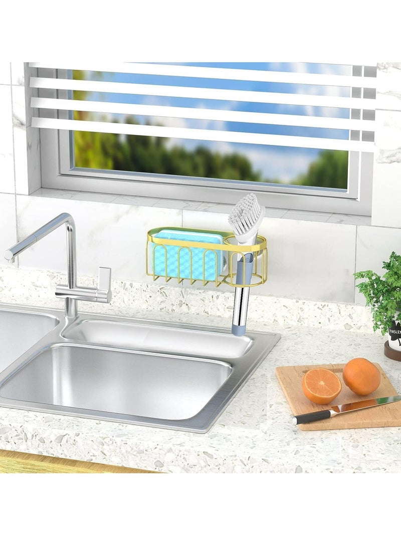 إسكدنيا حامل سفنج 2 في 1 بجهاز انسجام، رف سلكي مضاد للصدأ بدون ثقب لتنظيم حوض المطبخ للصابون والسفنج - Image 4