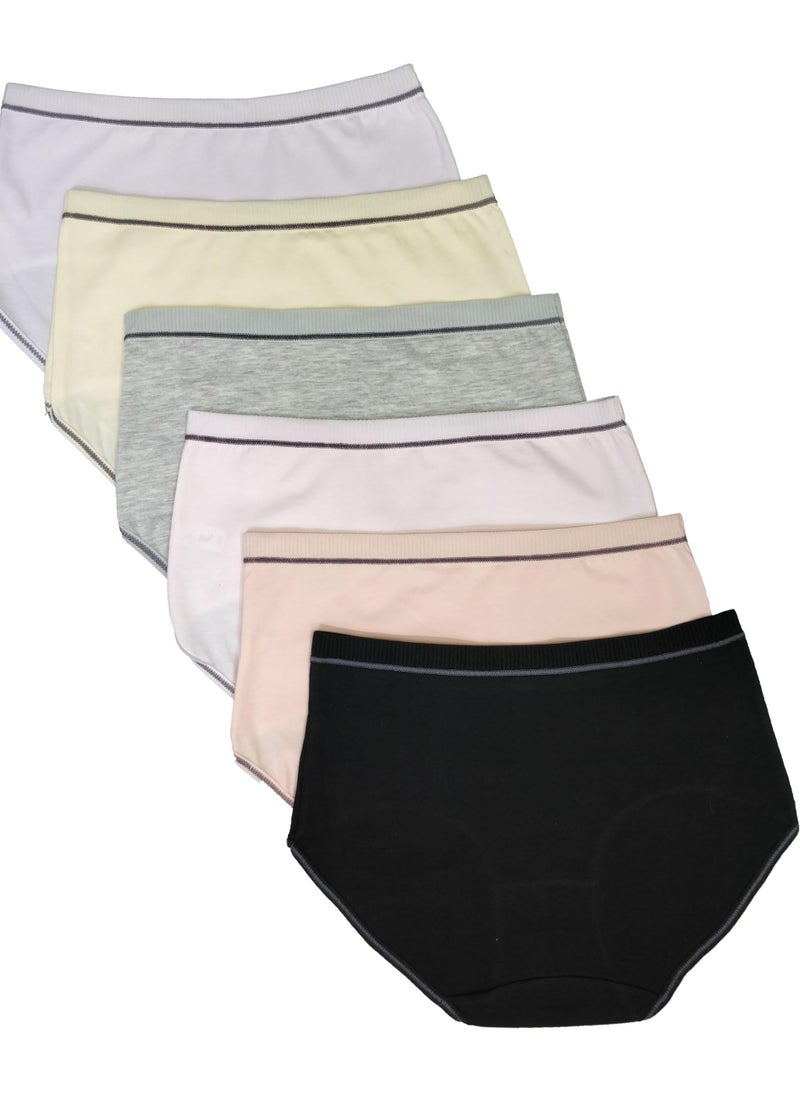 Love Bell Premium Cotton Four-way stretch Panties - MULTIPACK - Regular and Plus Sizes - Classic Briefs for Women (UAE/KSA, Alpha, XXL, Regular, Regular, Soft Pastel Plain - 6 Pcs Pack)  - Image 2