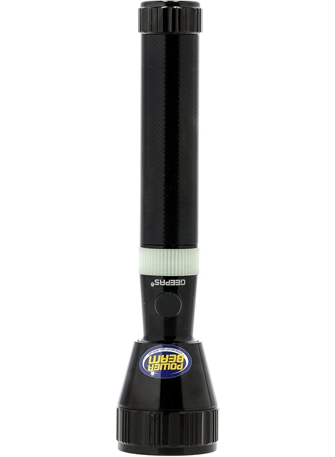 GEEPAS Rechargeable LED Flashlight 1800 Meters Range & High Beam Light 2 Hours Working With 2500 Mah Battery Ideal For Trekking Camping Power Cuts & More Black Gfl51030N