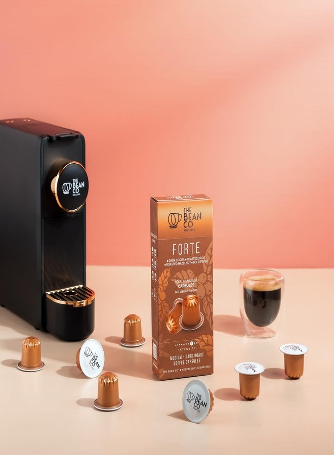 THE BEAN CO كبسولات قهوة فورتي المصنوعة من الألومنيوم من ذا بين كو روستر - 10 كبسولات | درجة التحميص 9 | قهوة قوية وغنية النكهة | كبسولات قهوة سويسرية الصنع | تحميص متوسط إلى داكن | كبسولات قهوة أرابيكا فاخرة - Image 3