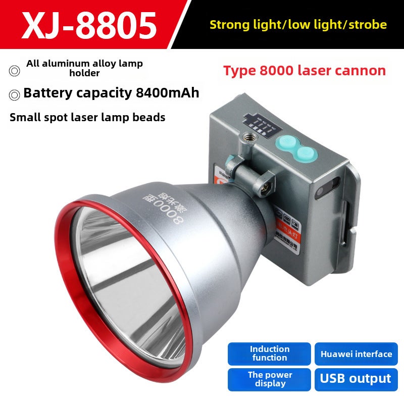 2024 High-Power LED Headlamp for Night Fishing 8805 multi-function induction three lithium battery large laser lamp beads 8805 multi-function induction three lithium battery large laser lamp beads