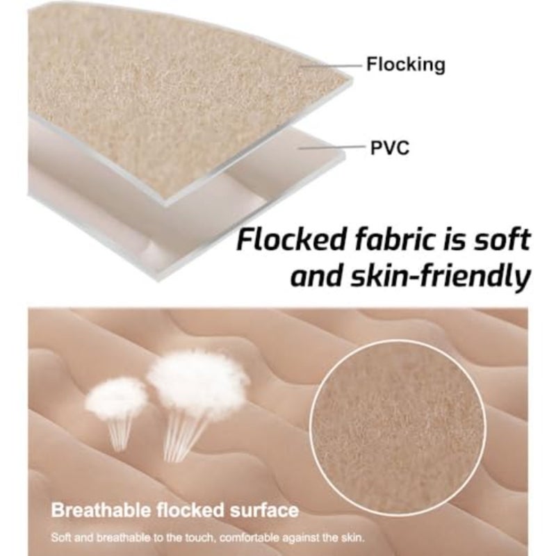 Car Air Mattress, Inflatable Air Mattress with Built in Air Pump, Back Seat Camping Bed Thickened Car Sleeping Pad for Travel, Car Bed SUV Mattress - Beige - Image 3