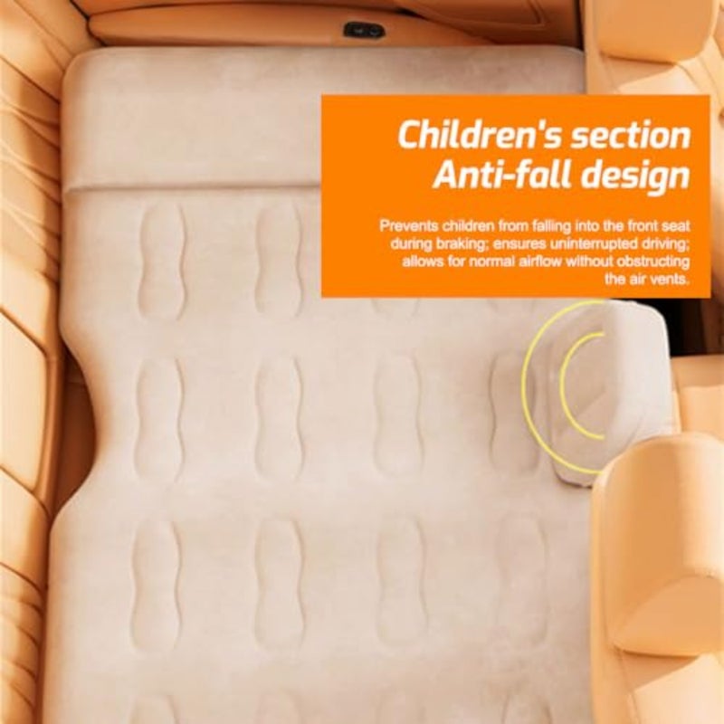 Car Air Mattress, Inflatable Air Mattress with Built in Air Pump, Back Seat Camping Bed Thickened Car Sleeping Pad for Travel, Car Bed SUV Mattress - Beige - Image 4