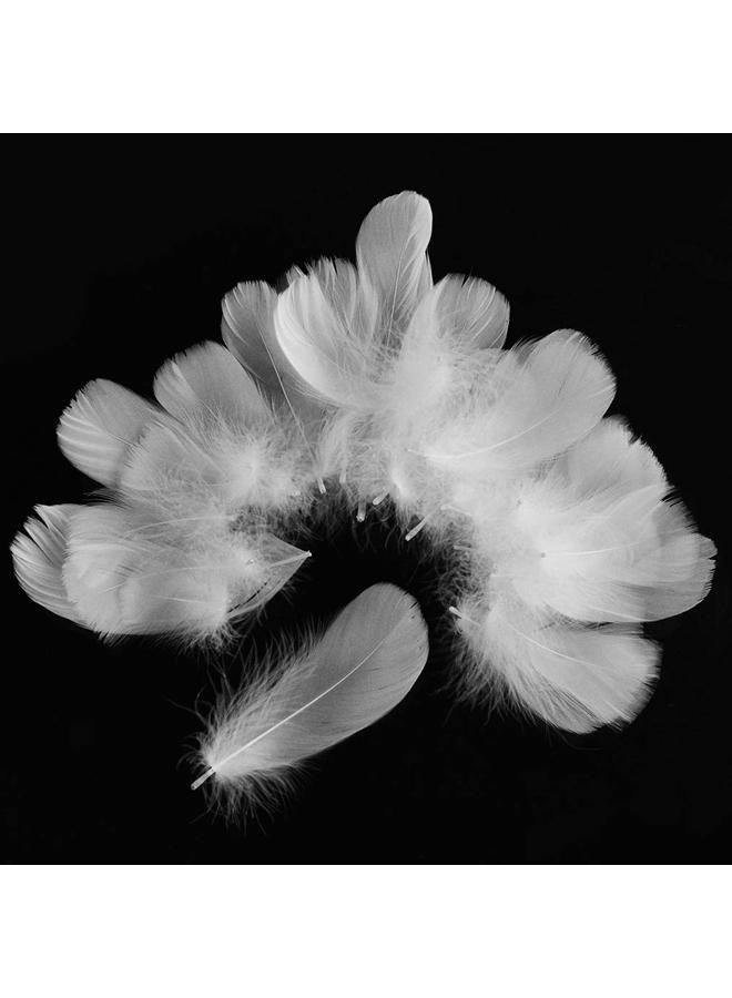 obmwang 100 Pieces 8-12cm Natural Goose Feathers for DIY Craft Wedding Party Home Decorations, White - Image 4