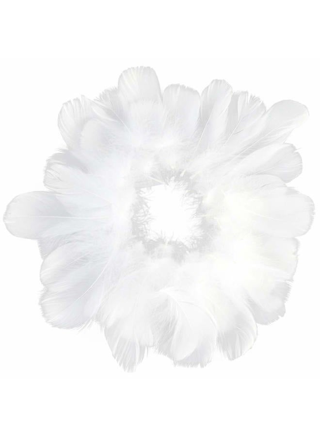 obmwang 100 Pieces 8-12cm Natural Goose Feathers for DIY Craft Wedding Party Home Decorations, White - Image 1