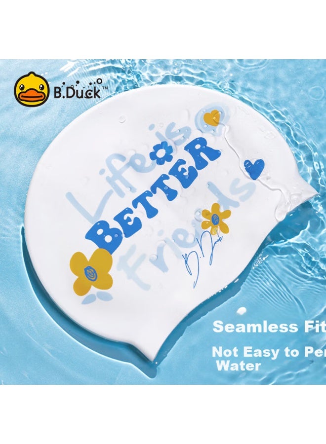 B.duck Silicone Swim Cap For Adults, Waterproof Swimming Cap For Long Hair, Comfortable For Beginners Swimming Gear - Image 2