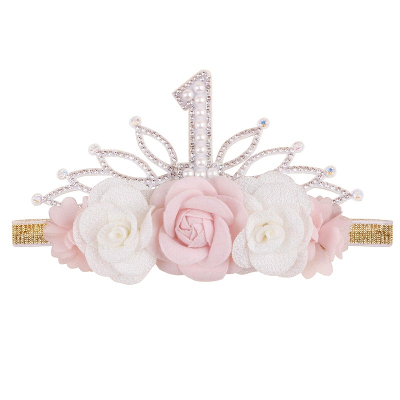 BFNAAgirl Digital Birthday Crown Model Baby Girl Nylon Headbands Nylon Flower Elastic Birthday Crown Hairbands Hair Accessories Gift for Newborn Infant Toddlers - Image 1